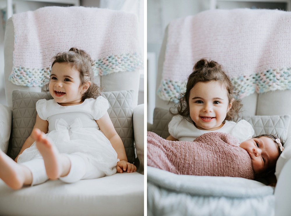 San Francisco newborn photography with baby sister and sibling