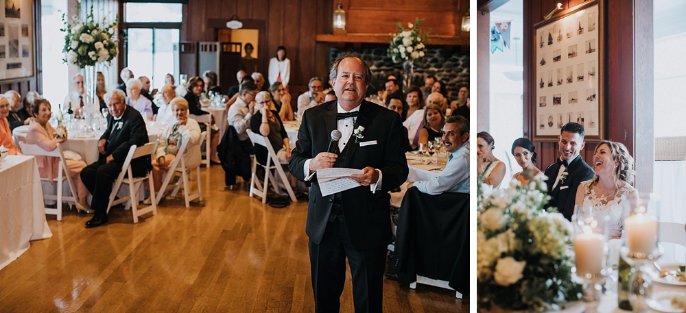 groom speech in Corinthian Yacht Club at marin wedding