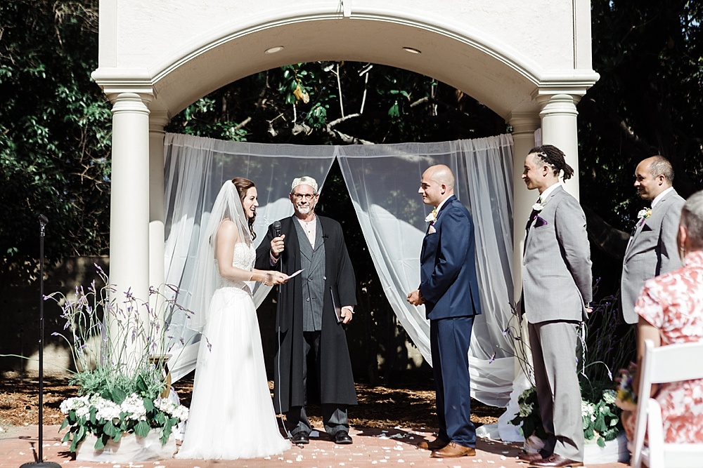 Bride and groom at altar at Elks Lodge San Rafael Wedding 