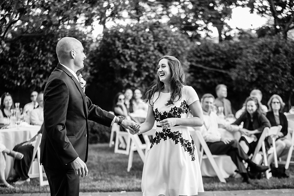 Bride and groom dance at Elks Lodge San Rafael Wedding by Amy Thompson Photography