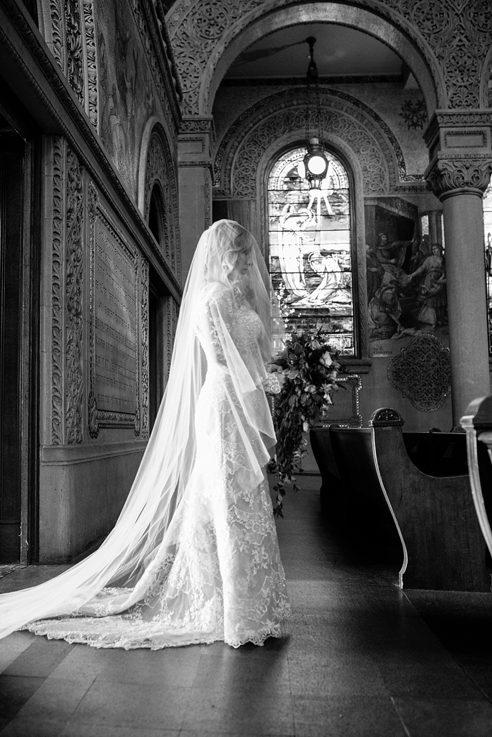 Bride walks down the isle before at the fairmont san francisco wedding by amy thompson photography