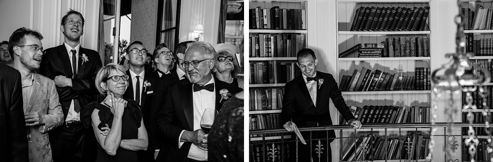 guests laugh at a speech made by best man at the fairmont san francisco wedding