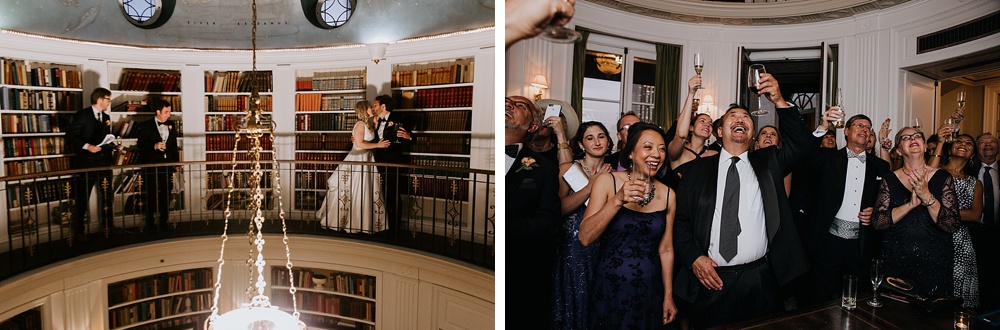 Guests toast to couple at the fairmont san francisco wedding