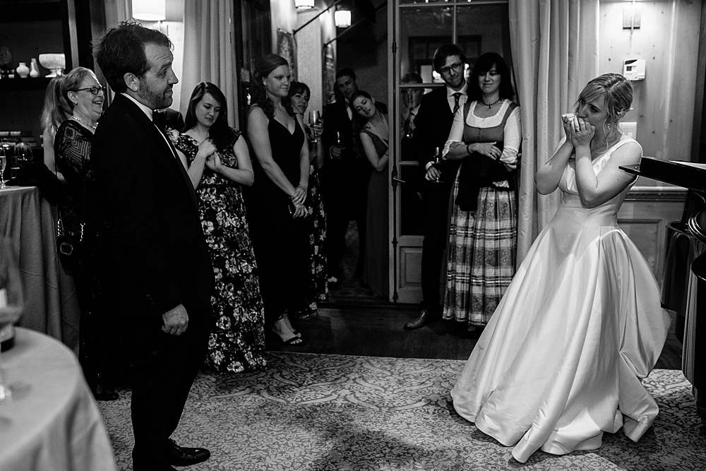 Bride sings groom a song at the fairmont san francisco wedding