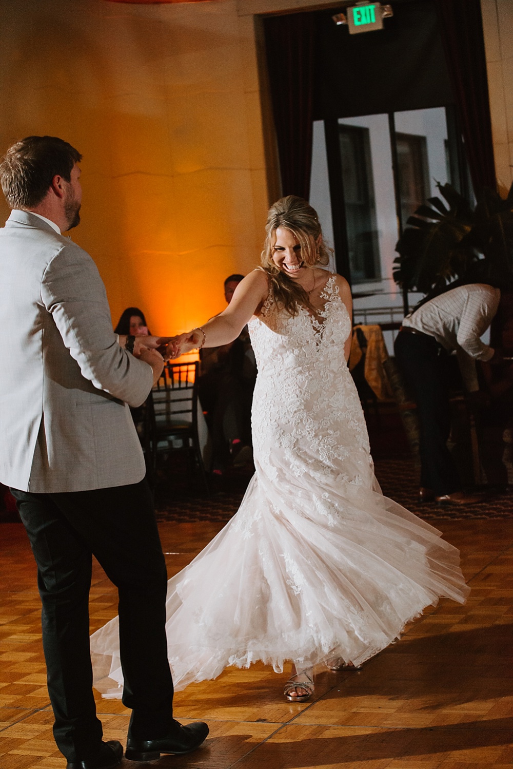 Bride and groom dance at San Francisco City Club Wedding by amy thompson photography