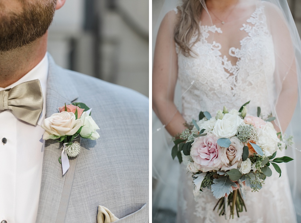 Bride and groom florals at San Francisco City Club Wedding by Amy Thompson photography