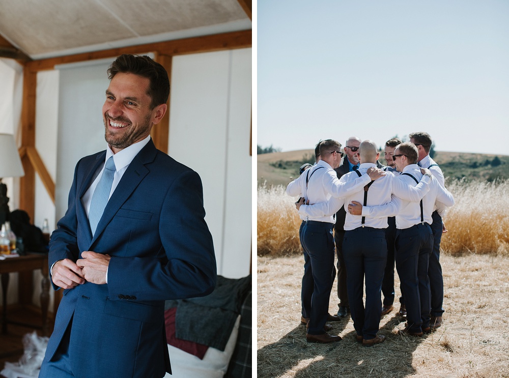 Groom and his groomsmen at a Bloomfield farms wedding