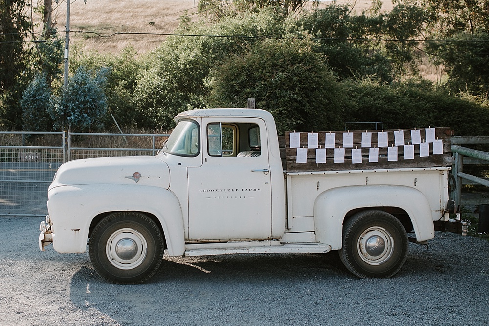 Vintage truck at a Bloomfield farms wedding by amy thompson photography