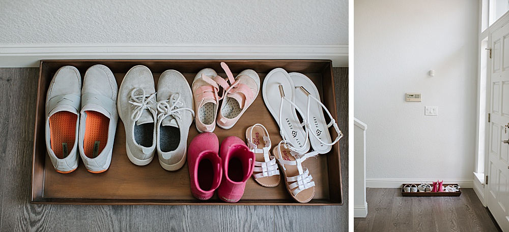 example of shoes organized for professional lifestyle photographer by amy thompson photography