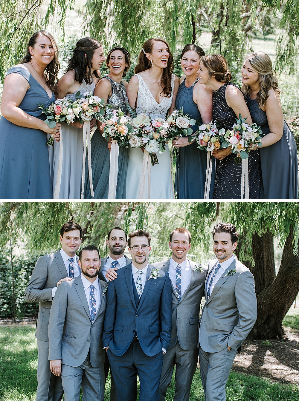 Bridesmaids and groomsmen portrait at Rosewood Events by amy thompson photography