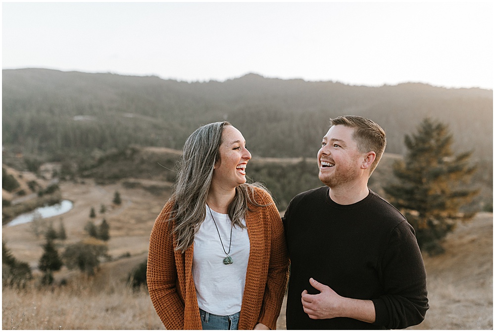 west marin engagement photography with a view