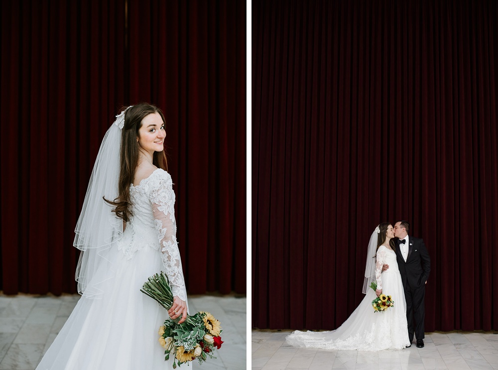 San Francisco City Hall wedding portrait of bride and groom by Amy Thompson Photography 
