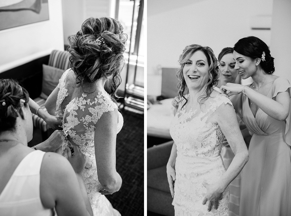 bride getting ready at her marin wedding by amy thompson photography