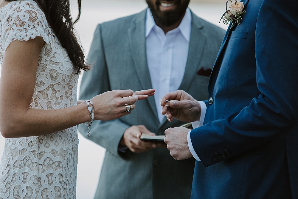 Exchanging of rings and vows at Marin County wedding by amy thompson photography