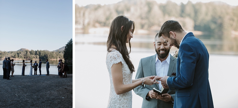 Exchanging of rings at Marin County wedding