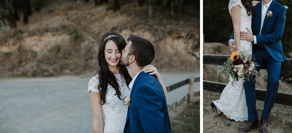 Bride and groom kiss at Marin County wedding