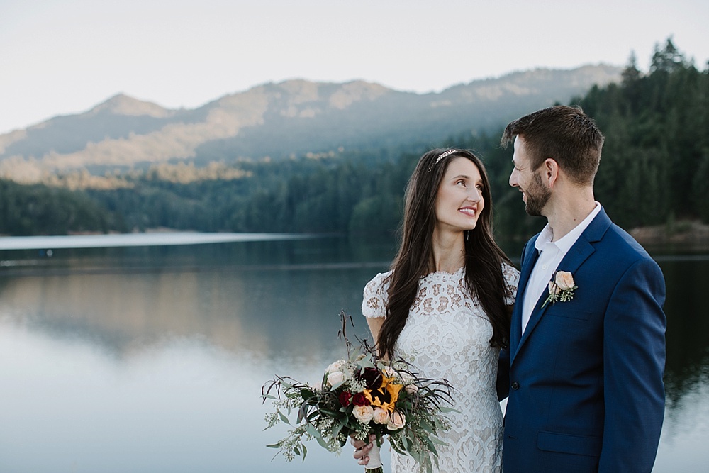 Mt. Tam and the couple at Marin County wedding by amy thompson photography