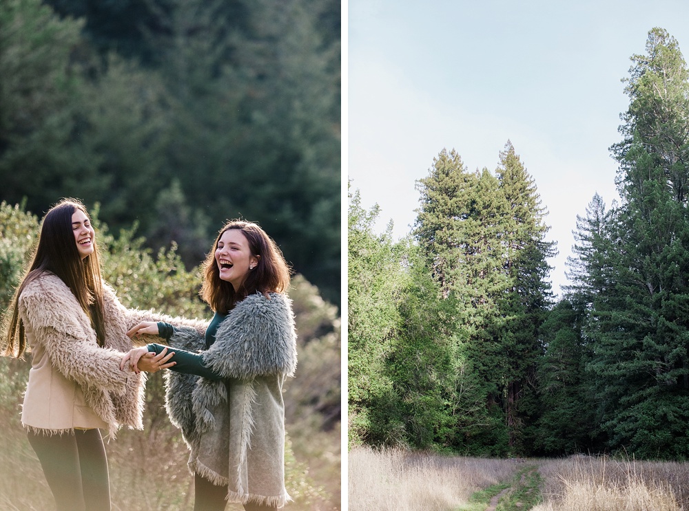 sisters laugh during outdoor family photography session by amy thompson photography